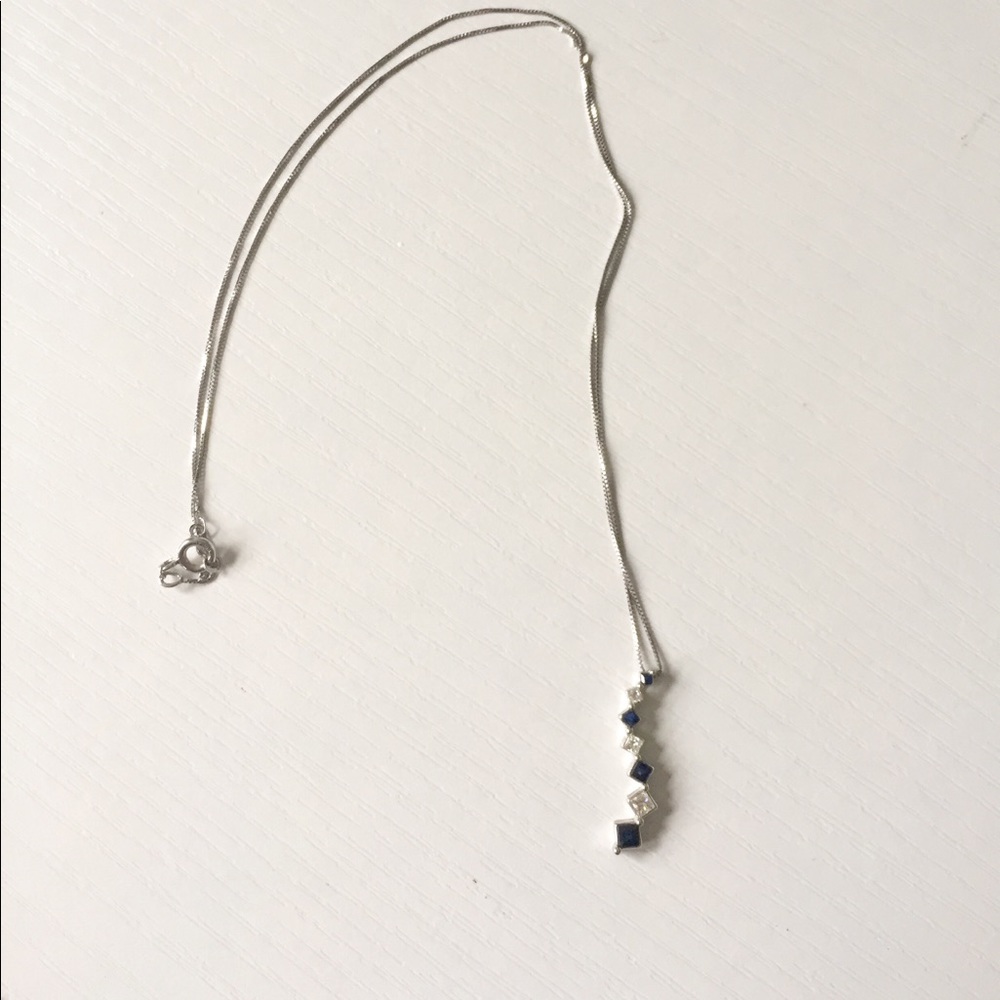 14k white gold sapphire and diamond pendent